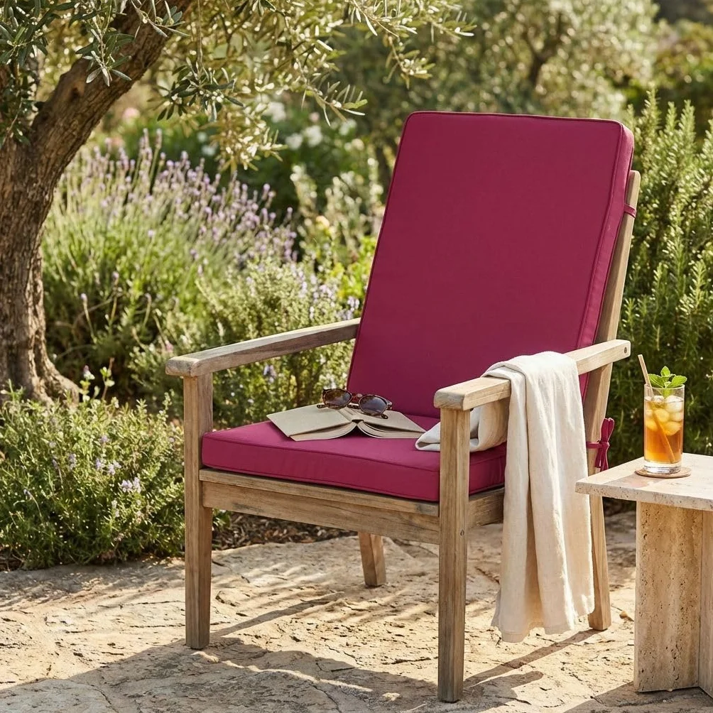 milani home - cuscino medio seduta e schienale, Sanaty, sfoderabile con lacci, poliestere, magenta, 90 x 40 x 4 cm