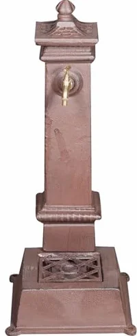 Biscottini Fontana da giardino da terra 37x30x77 cm - Fontana in ghisa con rubinetto finitura anticata - Fontane a colonna esterno - Fontanelle da giardino con griglia di scarico - Fontanella in ferro