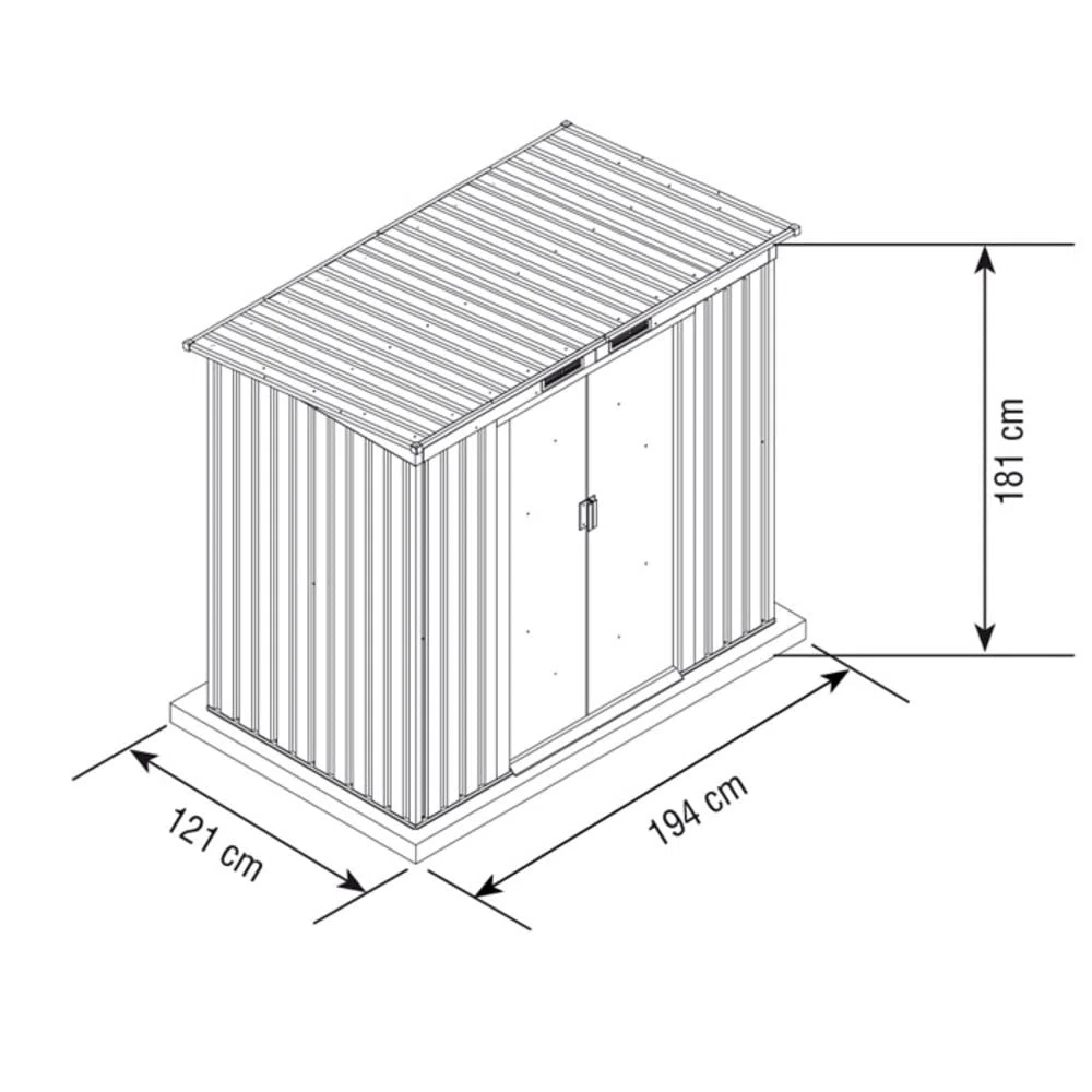 VERDELOOK | Maisonette, Casetta in Metallo Box da Giardino a Una Falda, 194x121 Altezza 181 cm
