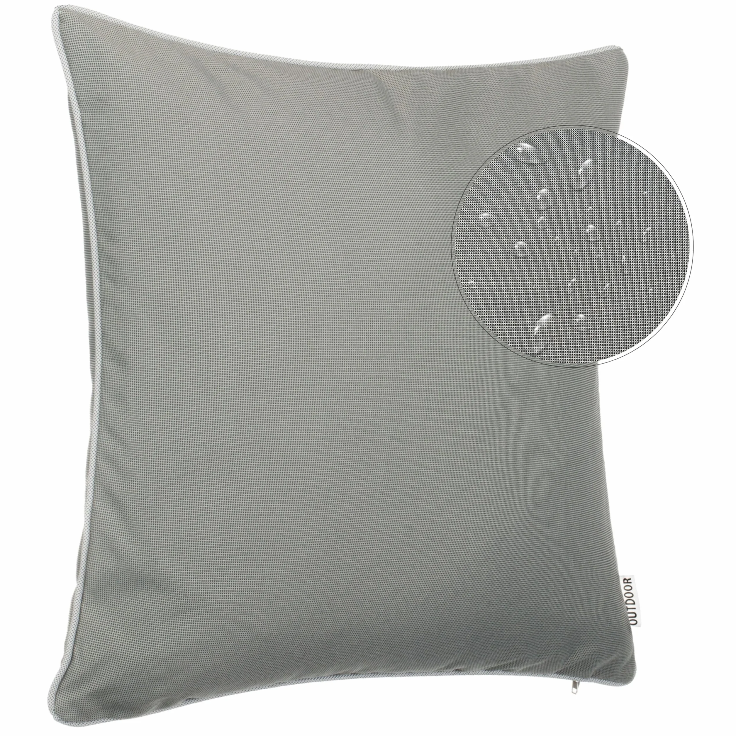 Brandsseller Set di 4 Cuscini da Esterno 45x45 cm – Cuscini Decorativi con Elegante Bordino a Contrasto – Idrorepellenti e Antimacchia per Giardino, Balcone, Terrazza e Divano – Taupe