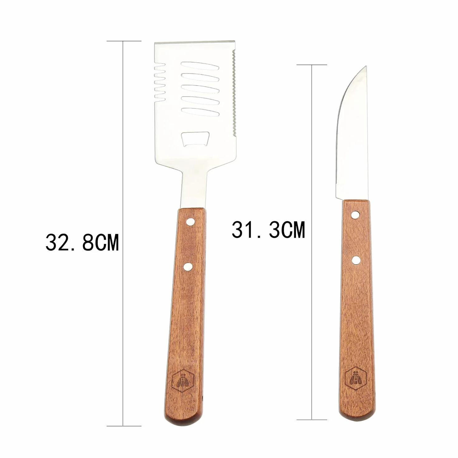 LAGUIOLE Set Completo da Picnic 18 Pezzi Coltelli Forchette Cavatappi Maniglie in Legno di Pino