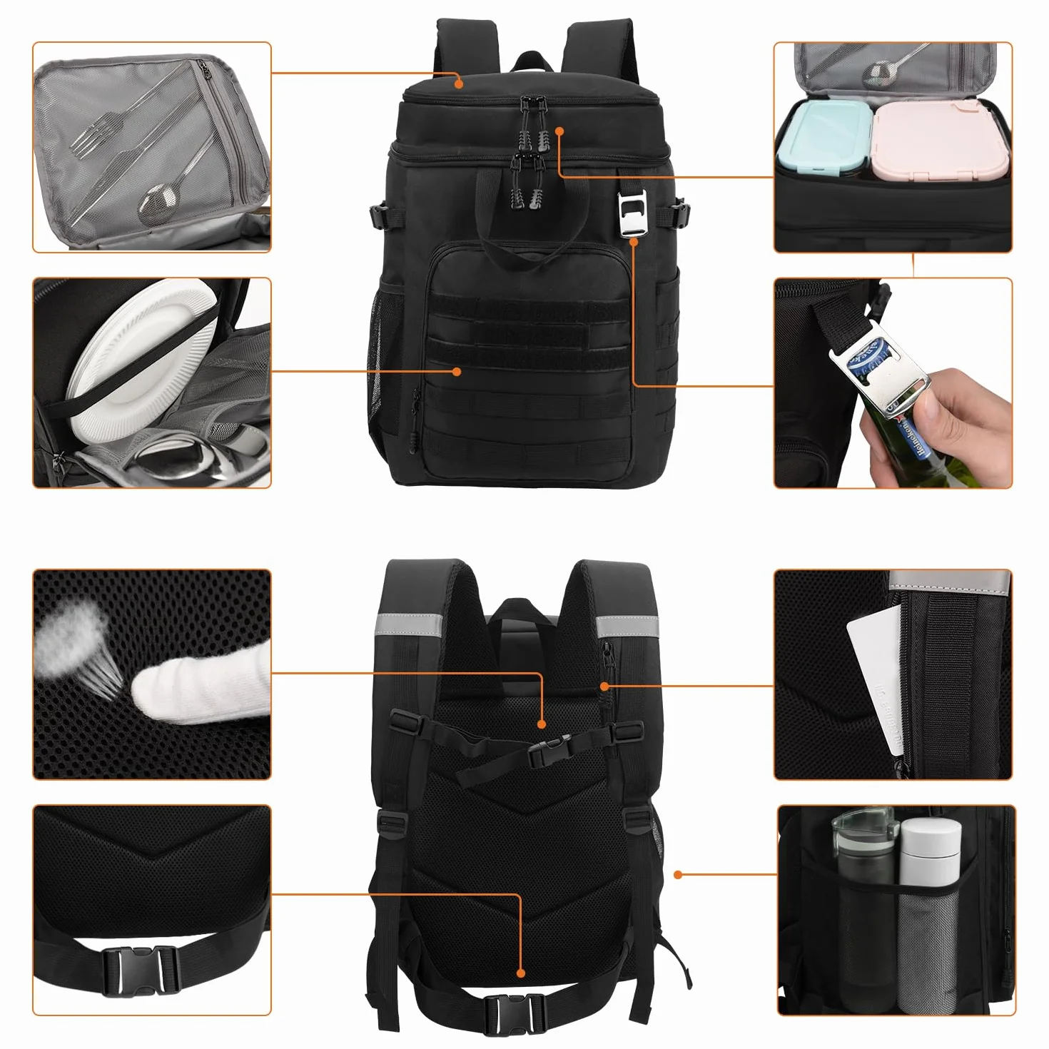 Borsa termica da picnic 43 l, borsa frigo grande per campeggio e spiaggia
