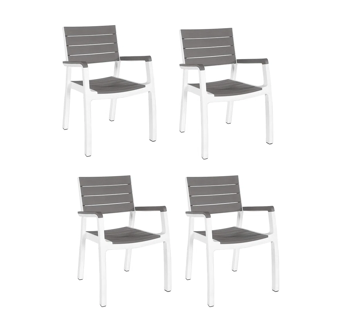 Poltrone Harmony Grigio Bianco Resina Stampo Finto Legno 59x60xh86 cm 4 Pezzi