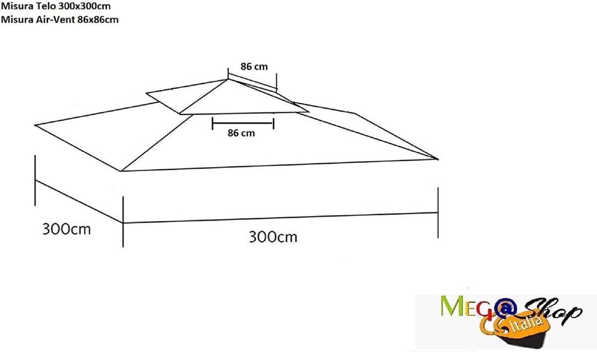 Telo di Copertura per Gazebo Ricambio 3x3m Ecrù con Airvent Aggancio Spigoli