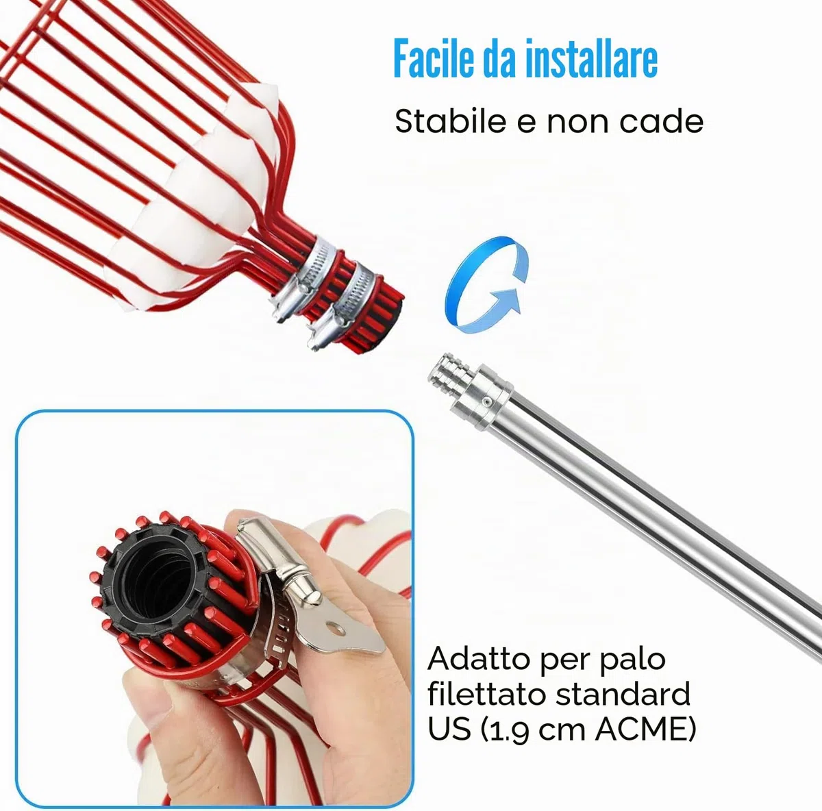 Raccoglitore di Frutta, Raccogli Frutta Olive Cachi Mela Arancia, Raccoglitrice con Palo in Acciaio Inox Leggero con Cuscinetto di Protezione, Strumento per Raccolta della Frutta Alto 4m Fruit Picker