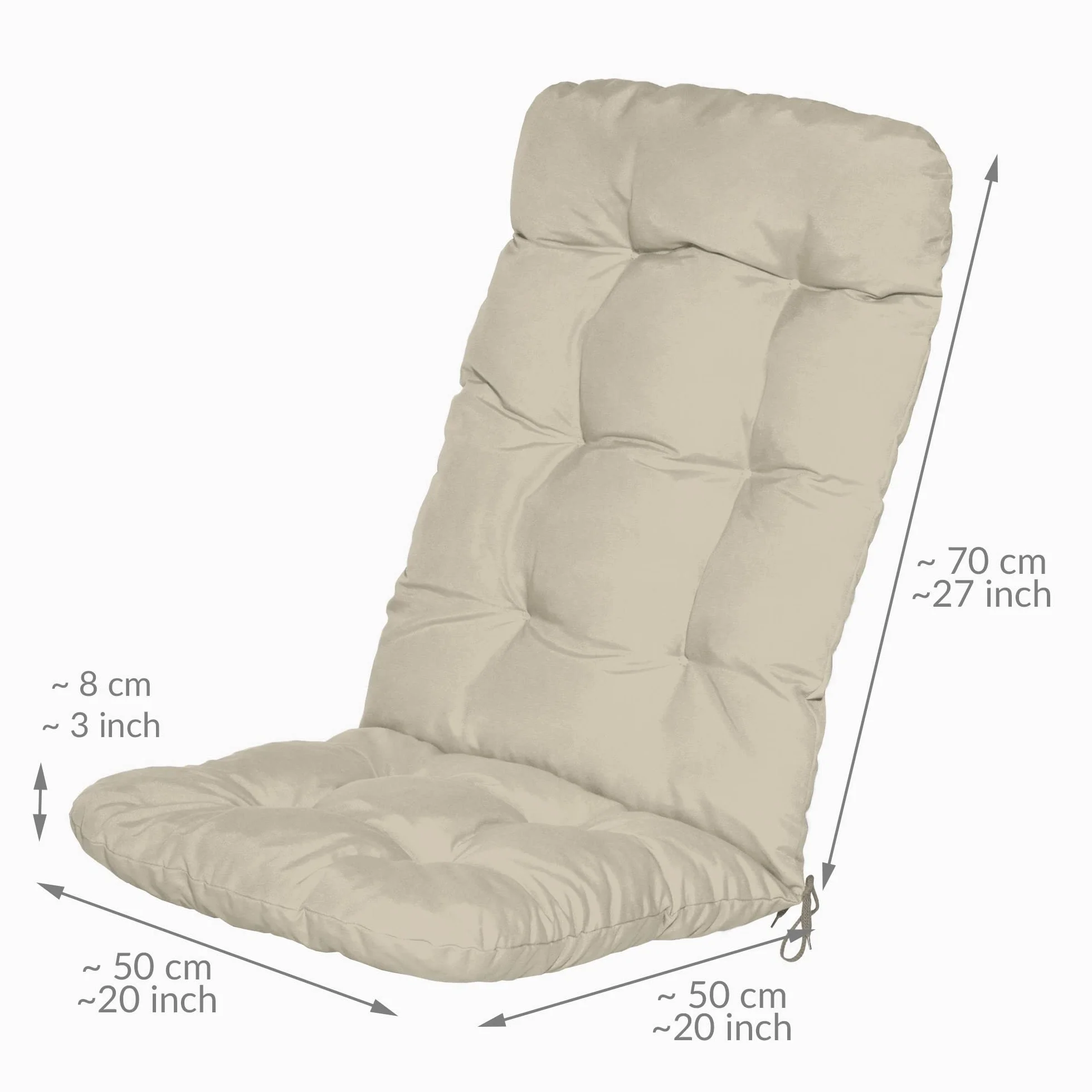 Beautissu Set di 4 Cuscini per Sedia a Sdraio Flair HL 120x50x8cm Extra Comfort per sedie reclinabili, spiaggine e poltrone - Beige