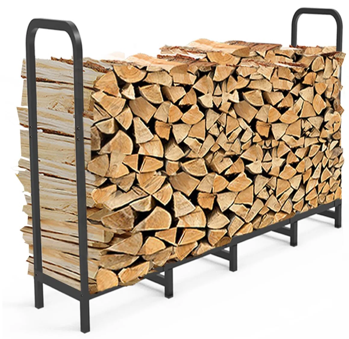 Artigarden Scaffale per legna da ardere 162 cm regolabile in metallo camino nero