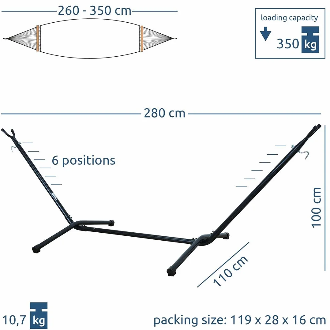 yourGEAR - Telaio per amaca fino a 350 kg, telaio per amache con lunghezza totale 260-350 cm