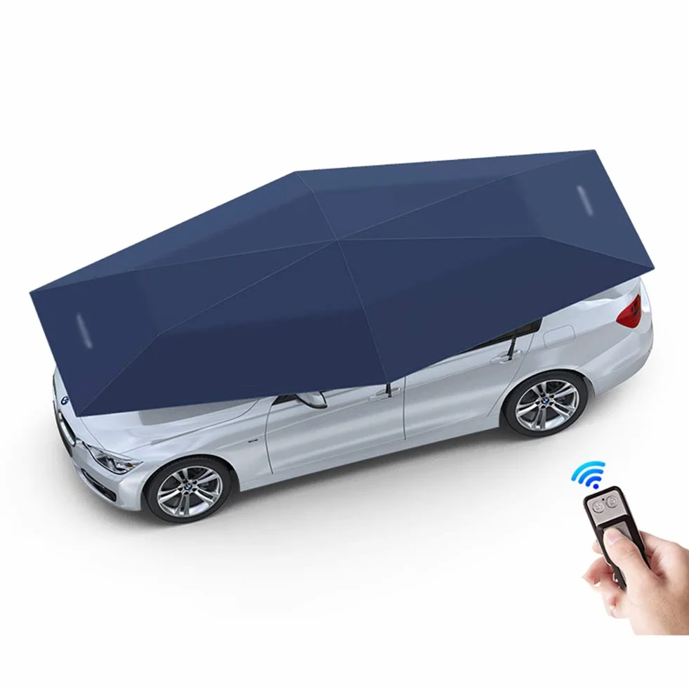 Ombrellone Automatico Carport Pieghevole Mobile 4,8 x 2 Protezione Antigrandine Anti-UV Antivento Impermeabile