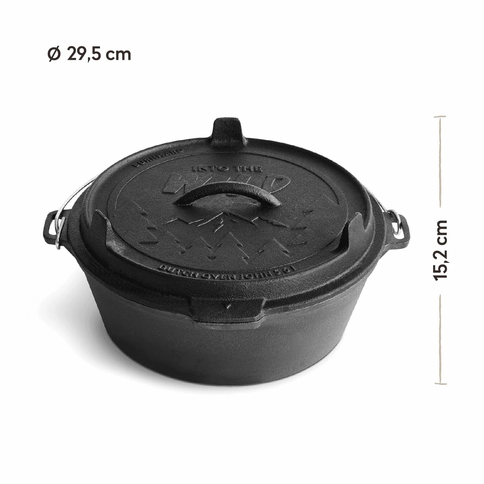 Dutch Oven BURNHARD® in ghisa, 5,6 l capacità, coperchio multifunzione, sollevatore coperchio, per barbecue e focolare, ideale per stufati – Little John