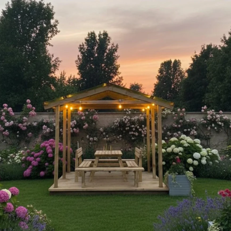 Pergola Carport in legno 400x550 cm pino impregnato Made in Italy