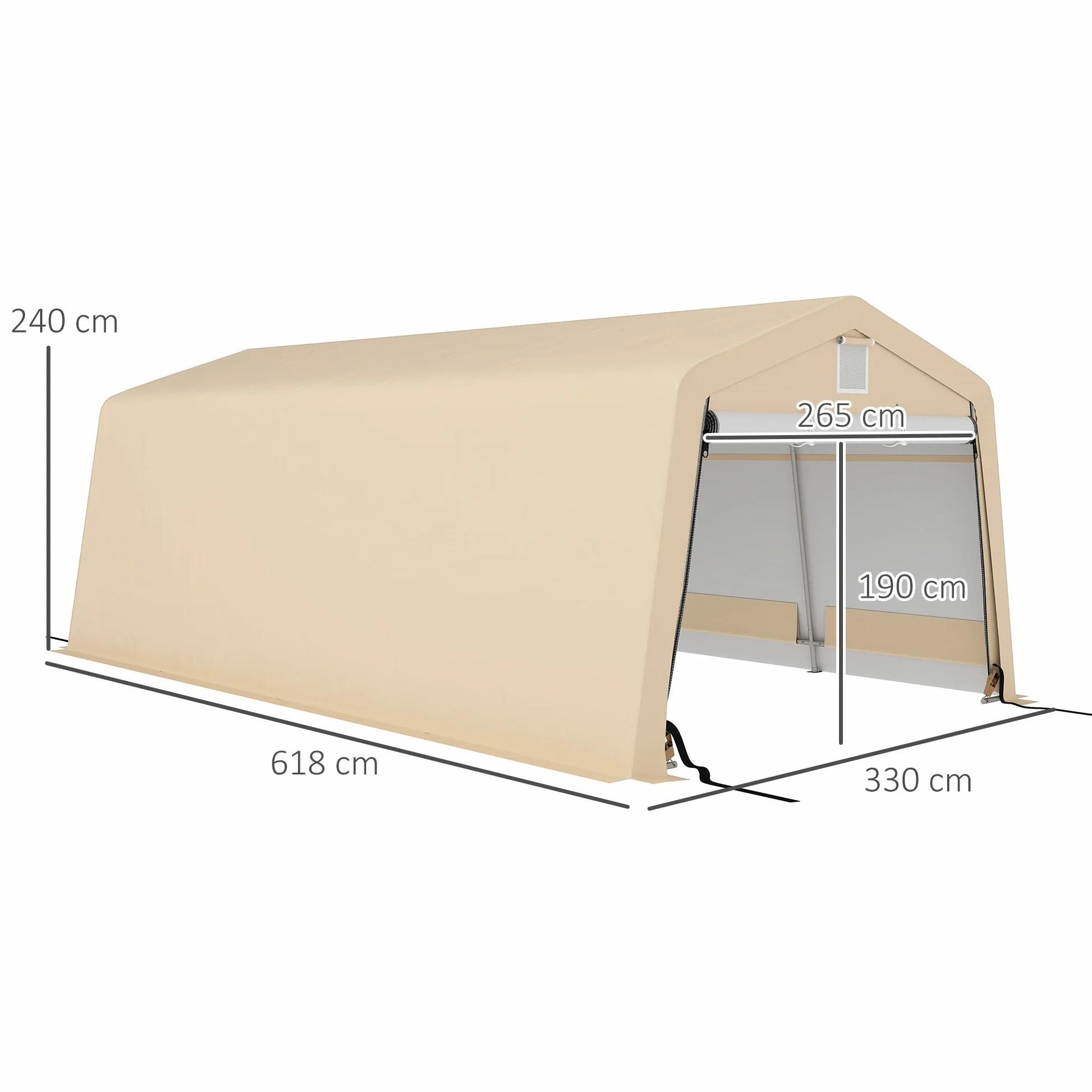 Outsunny Tente garage carport 6,2L x 3,3l x 2,4H m acciaio zincato PE 150 g/m² impermeabile anti-UV