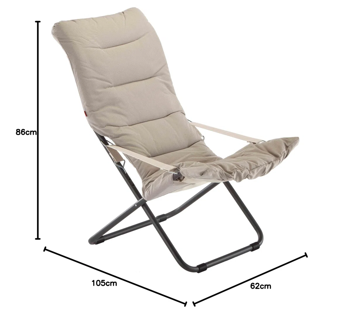 Fiam Fiesta Soft Sdraio Anatomica Regolabile da Esterno Telaio Acciaio Verniciato Antracite Tela Olefine Bianco Beige