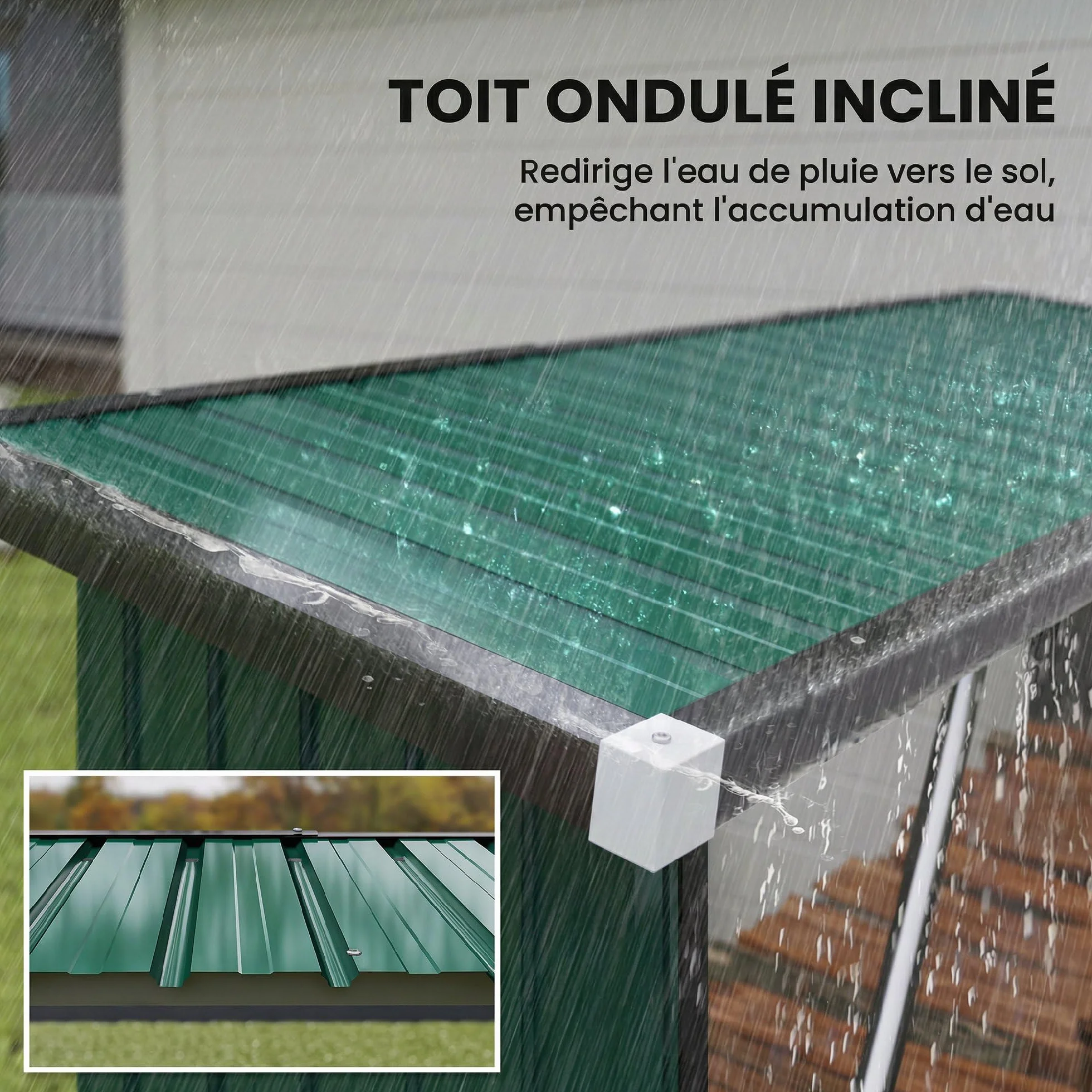 Outsunny Albero Coperto Acciaio Zincato Supporto Legna Riscaldamento 213 x 66,5 x 150 cm Verde