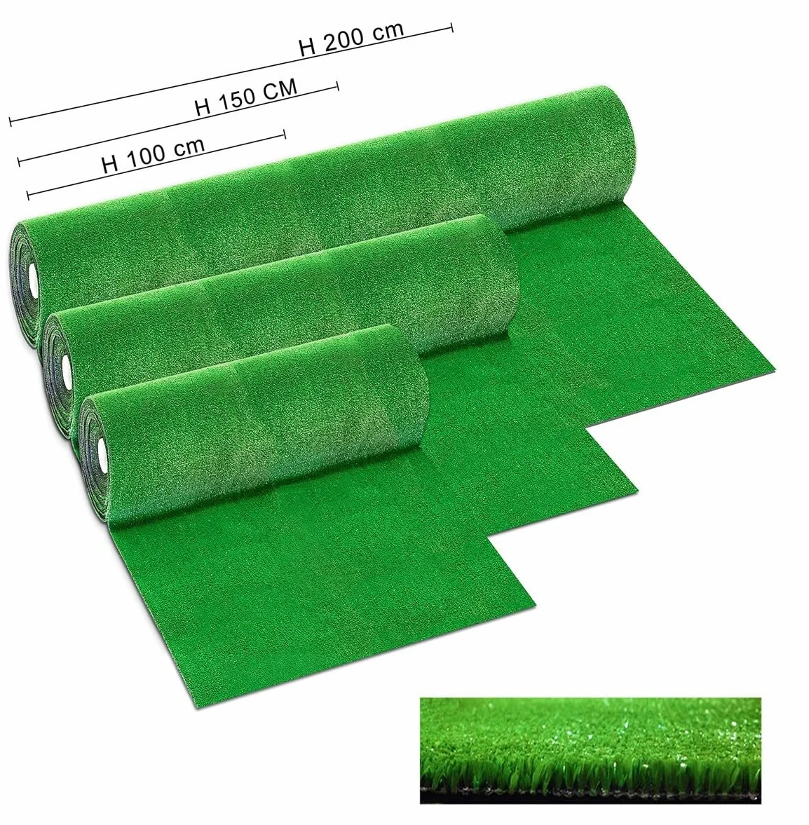 emmevi Erba Sintetica 7mm Drenante in 50 Misure Prato Verde Sintetico Artificiale Tagliabile Rotolo 1x10 Mt