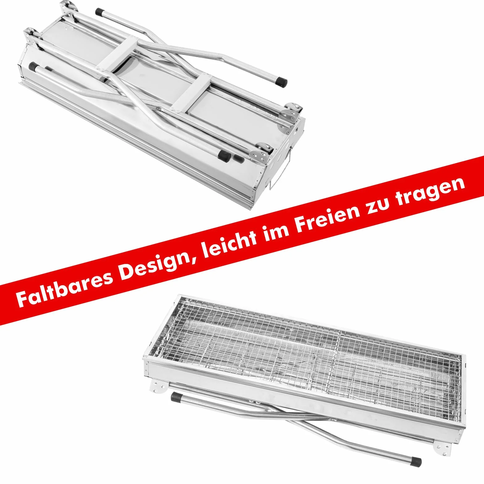 Barbecue a carbonella portatile in acciaio inox 73 x 28 x 76 cm