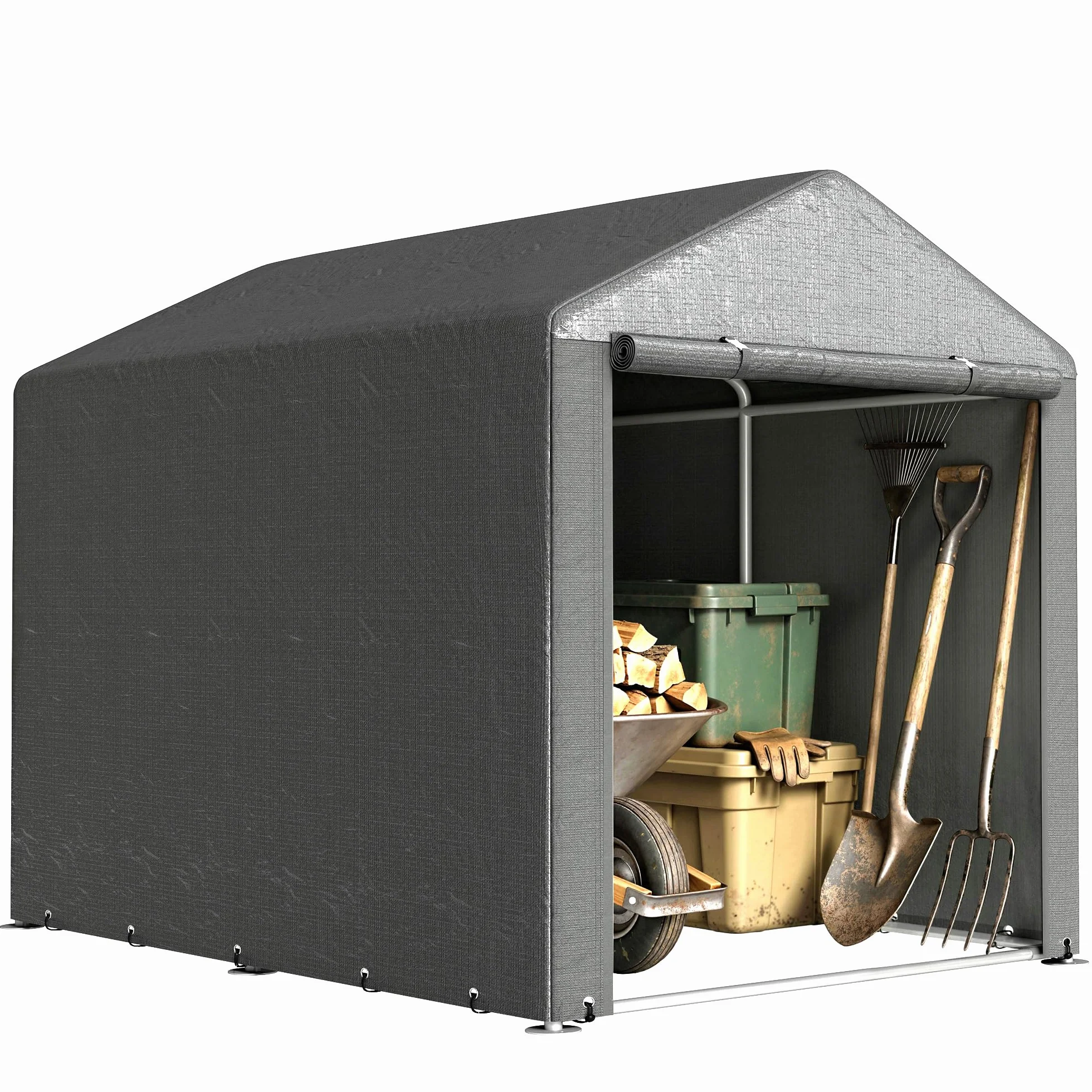 Outsunny Tenda Garage Esterno Anti UV Zip 160x218x172 cm Grigio Scuro