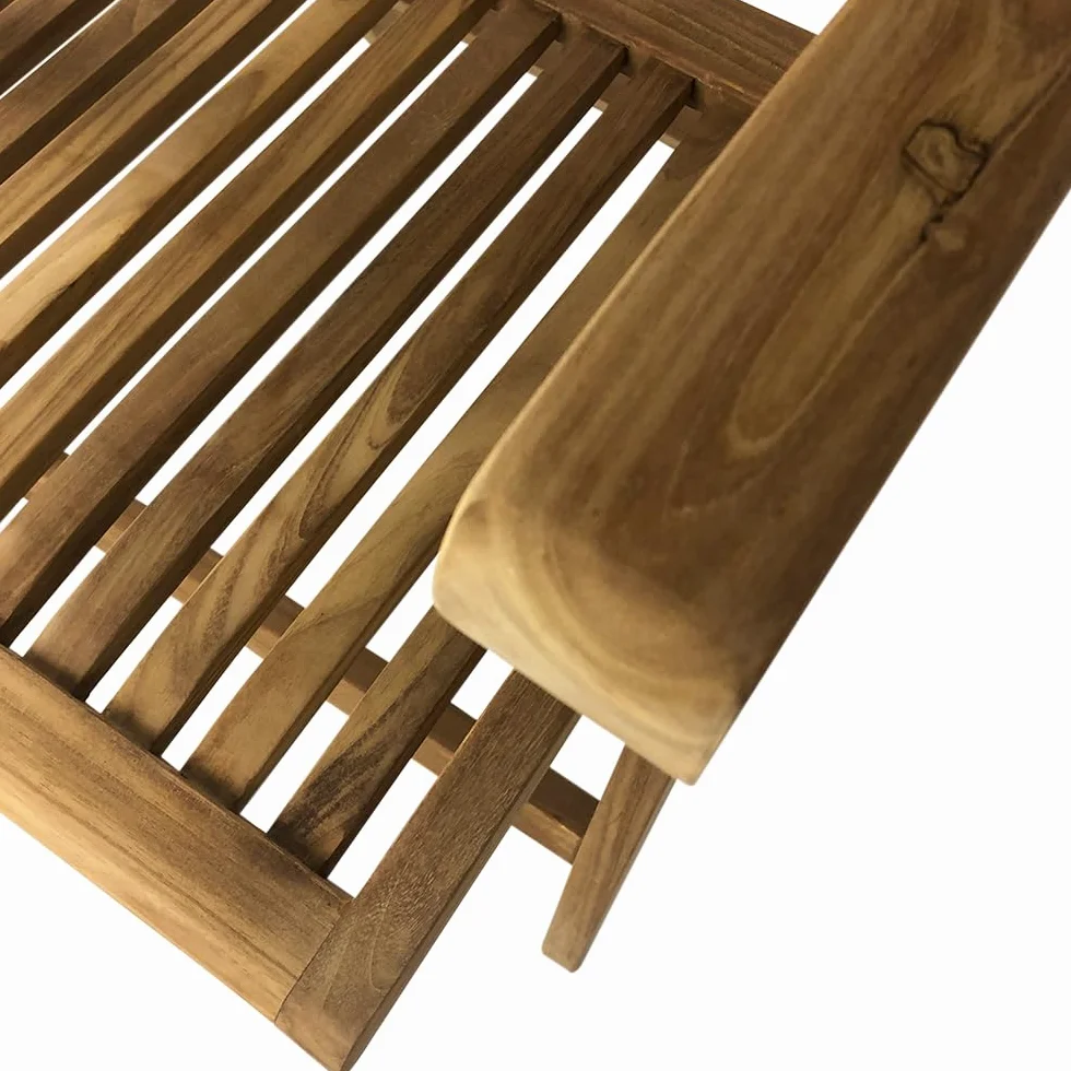 Sedia Pieghevole da Giardino in Legno di Teak Bali Poltrona Schienale Regolabile Braccioli Resistente Esterni