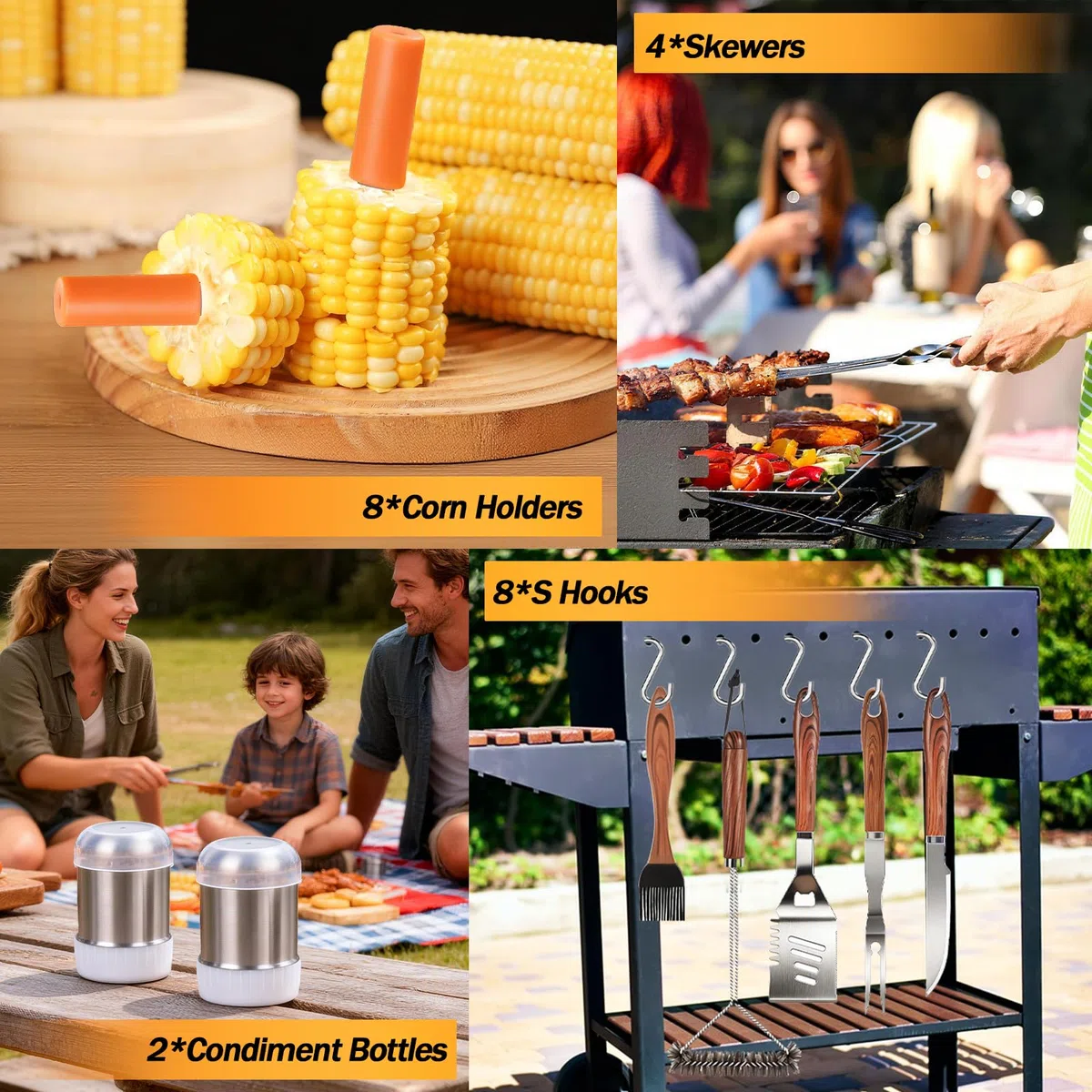 31 Pezzi Set Accessori Barbecue Professionale,Kit Barbecue con Borsa Porta Attrezzi Barbecue,Attrezzi Barbecue in Acciaio Inossidabile,Regalo per Uomo,per Campeggio,Picnic (31 Pezzi)