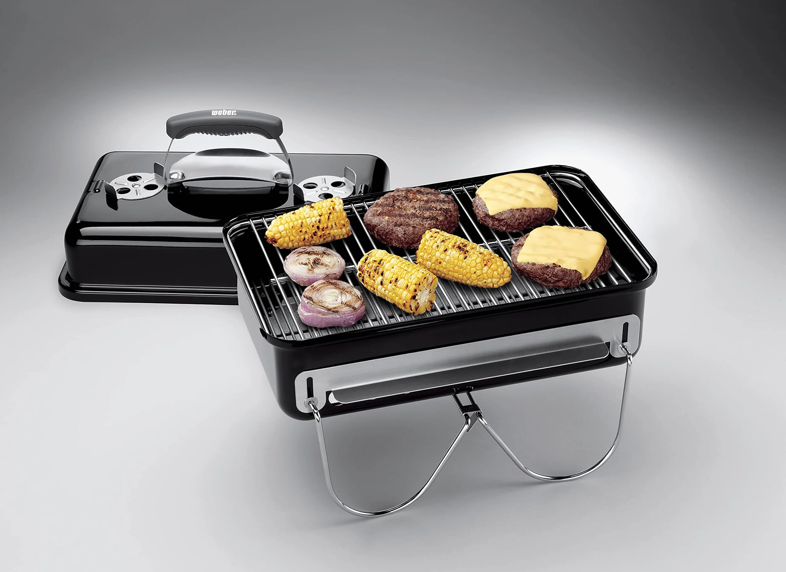 Weber Barbecue a carbone Go-Anywhere griglia portatile con gambe pieghevoli, 42x26 cm, nero