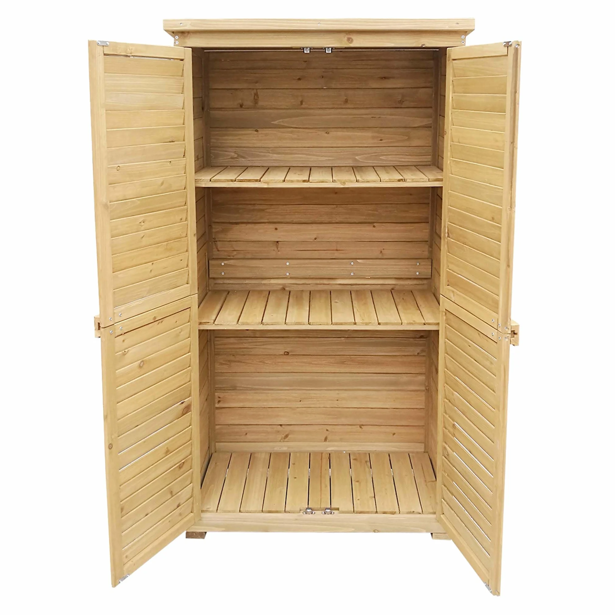 Wiltec Armadio da giardino con ante battenti a persiana 870x465x1600 mm legno di abete con tetto in bitume