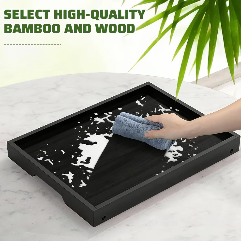 Vassoio da Letto con Gambe Pieghevoli,Vassoio per Colazione a Letto in Bambù HxLxP: 19x40x30 cm,Tavolino da Letto Pieghevole per Computer Portatile (Nero)