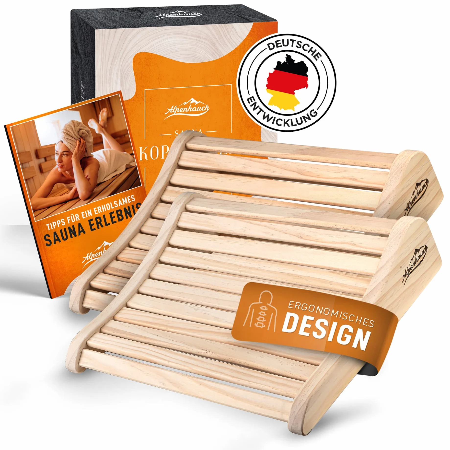 ALPENHAUCH Poggiatesta sauna in legno 2 pezzi ergonomico accessorio sauna cabina a infrarossi