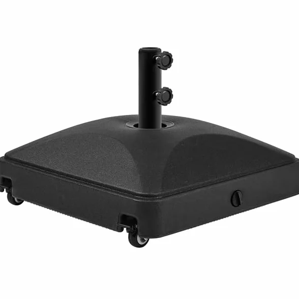 Yaheetech Base per Ombrellone da Giardino con 4 Ruote Riempibile con Sabbia e Acqua 37L in HDPE e Metallo per Pali da Ø38mm e Ø48mm con 2 Manopole Picnic Prato Esterno Nero