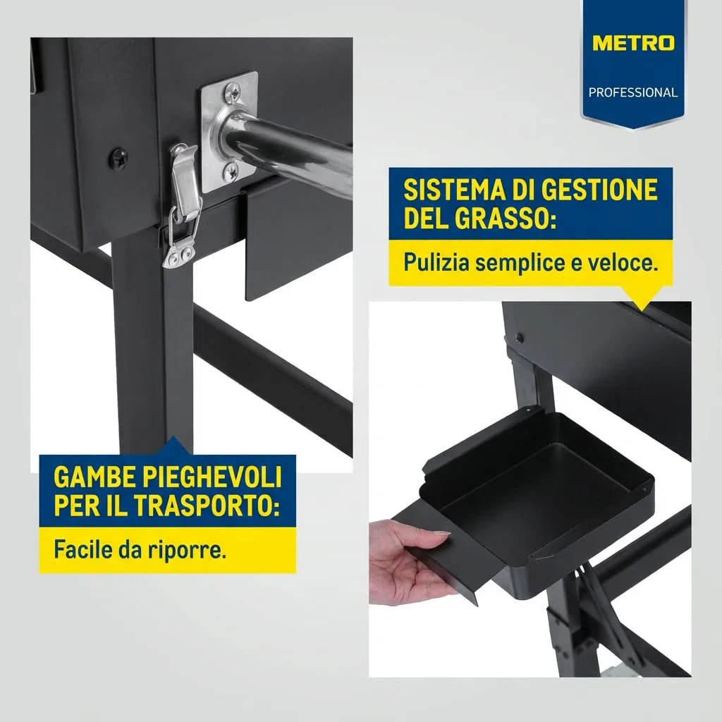 METRO PROFESSIONAL Barbecue a Gas Dayton 6 Bruciatori 108x53 cm Acciaio Nero 22.2 kW