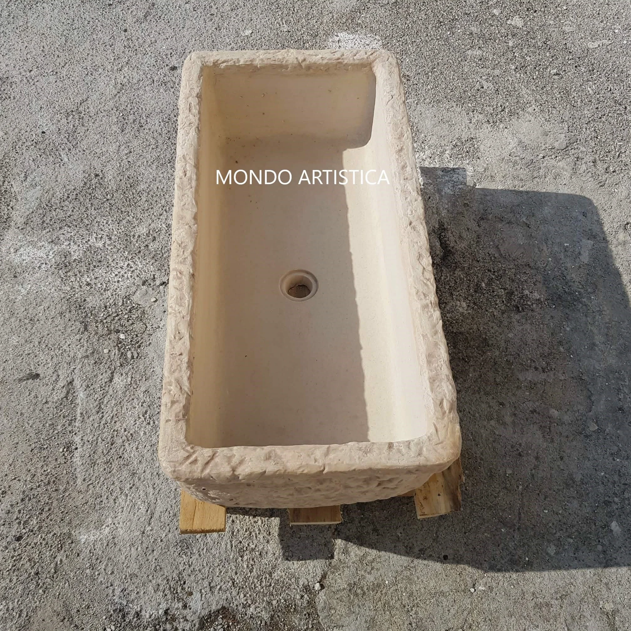 Lavello Lavandino In Cemento, Lavabo Da Esterno Antigelo, Fontana, Vasca Unica L 80X40 H 22 Cm Sfumato Rosa Antico