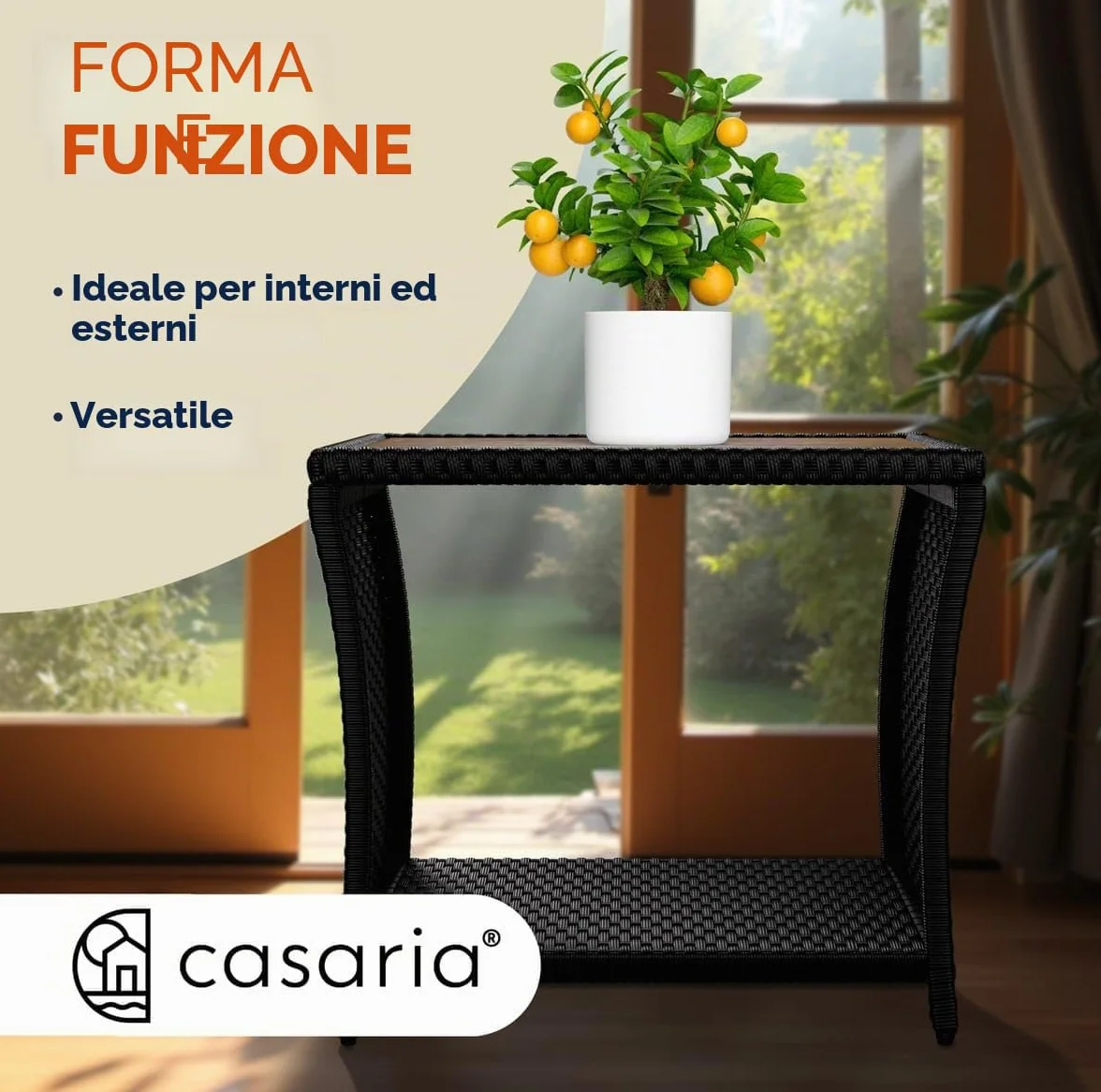 Casaria Tavolino da Esterno in Legno Polyrattan Acacia 45x45x40cm Carico Max 80kg