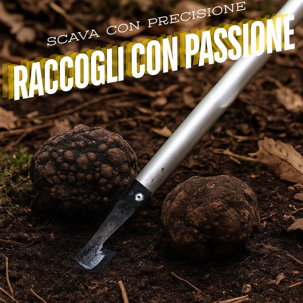 Vanghetto per Tartufi 100 cm | Manico in Alluminio Leggero, Lama Forgiata Alta Resistenza, Impugnatura Antiscivolo in ABS | Strumento Trifolatura Professionale Ergonomico (Bandiera)