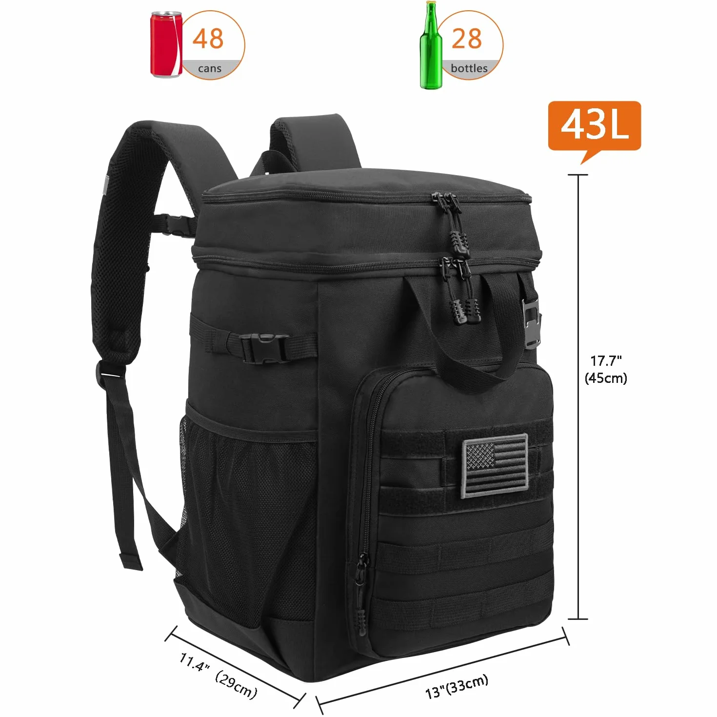 Borsa termica da picnic 43 l, borsa frigo grande per campeggio e spiaggia