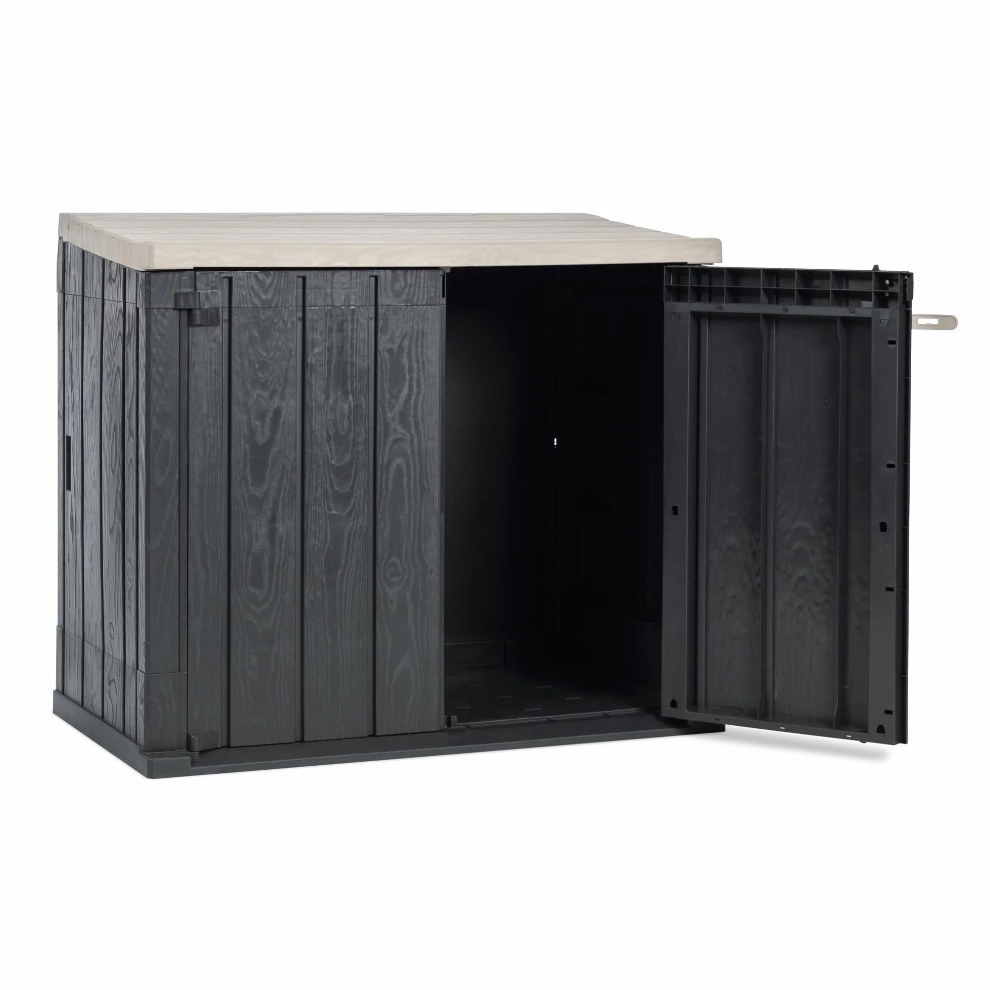TOOMAX Stora Way Baule da 842L portattrezzi effetto legno antracite/grigio tortora 129,5x74,5x111h cm