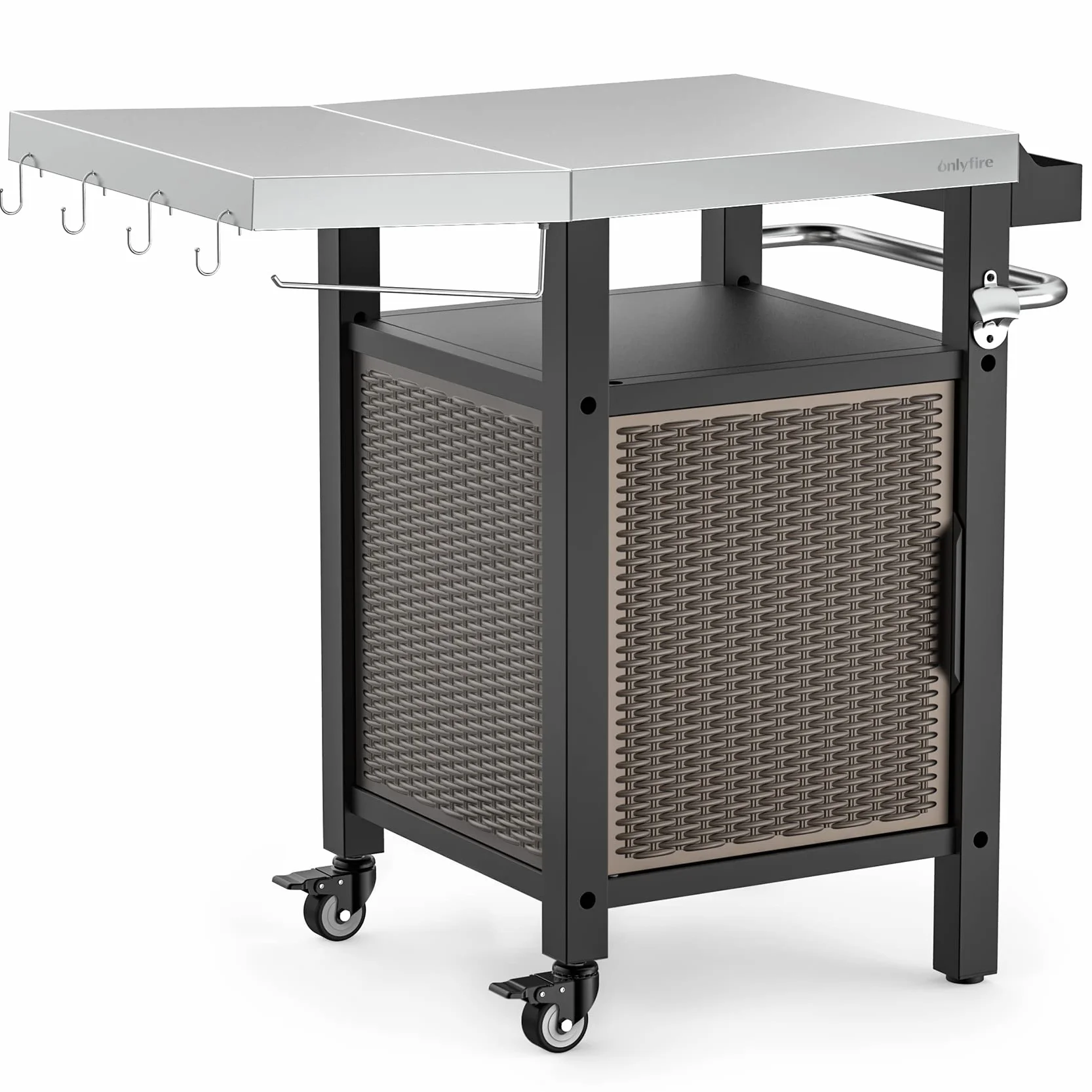 onlyfire Carrello per Barbecue da Giardino con Spazio Chiuso 88.5×56×91 cm