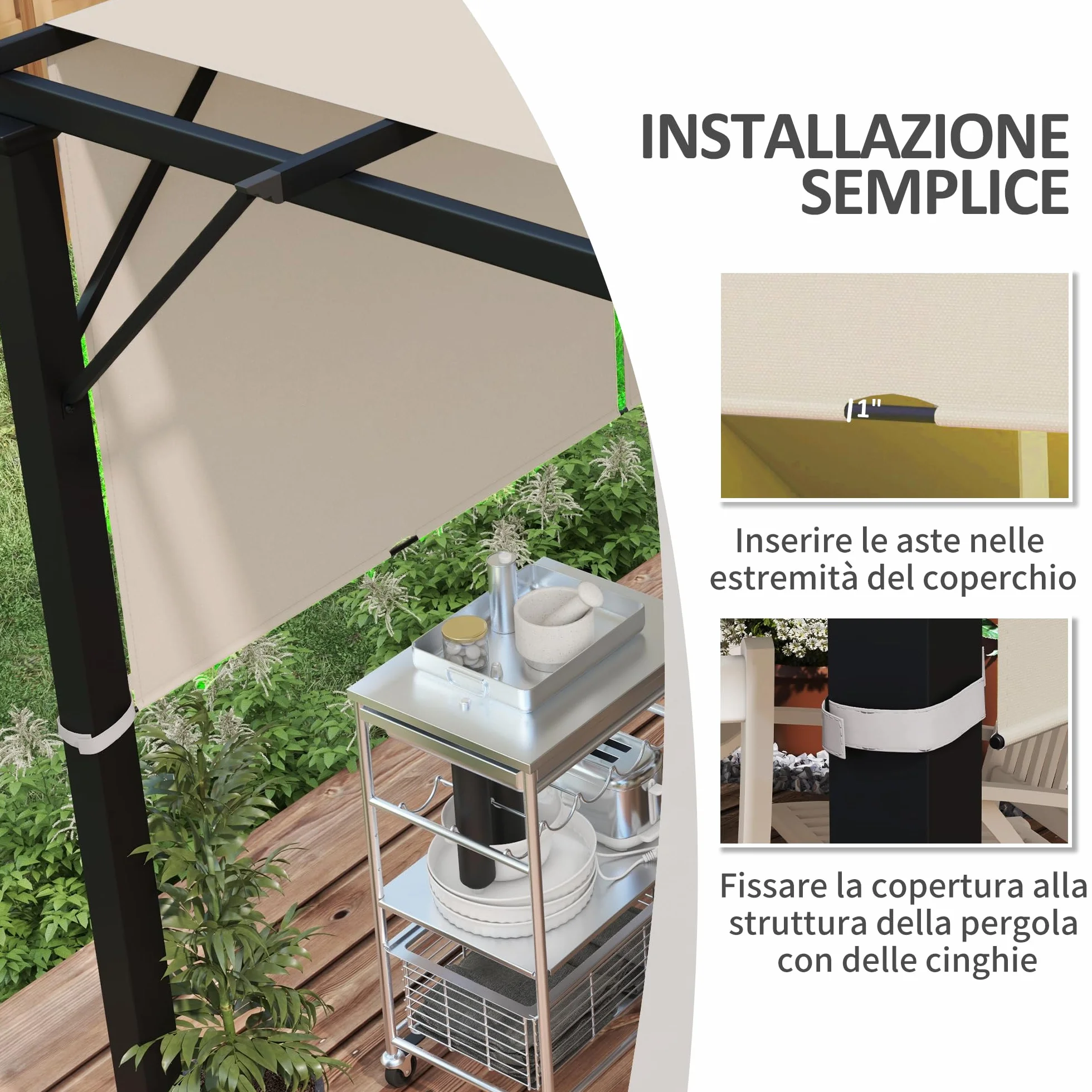 Outsunny Ersatzdach für Pergola 488 x 122 cm UV-Schutz Sonnensegel Terrassenüberdachung