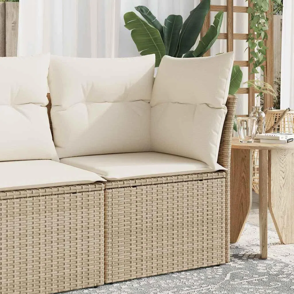 vidaXL Divano Angolare da Giardino con Cuscini Beige in Polyrattan