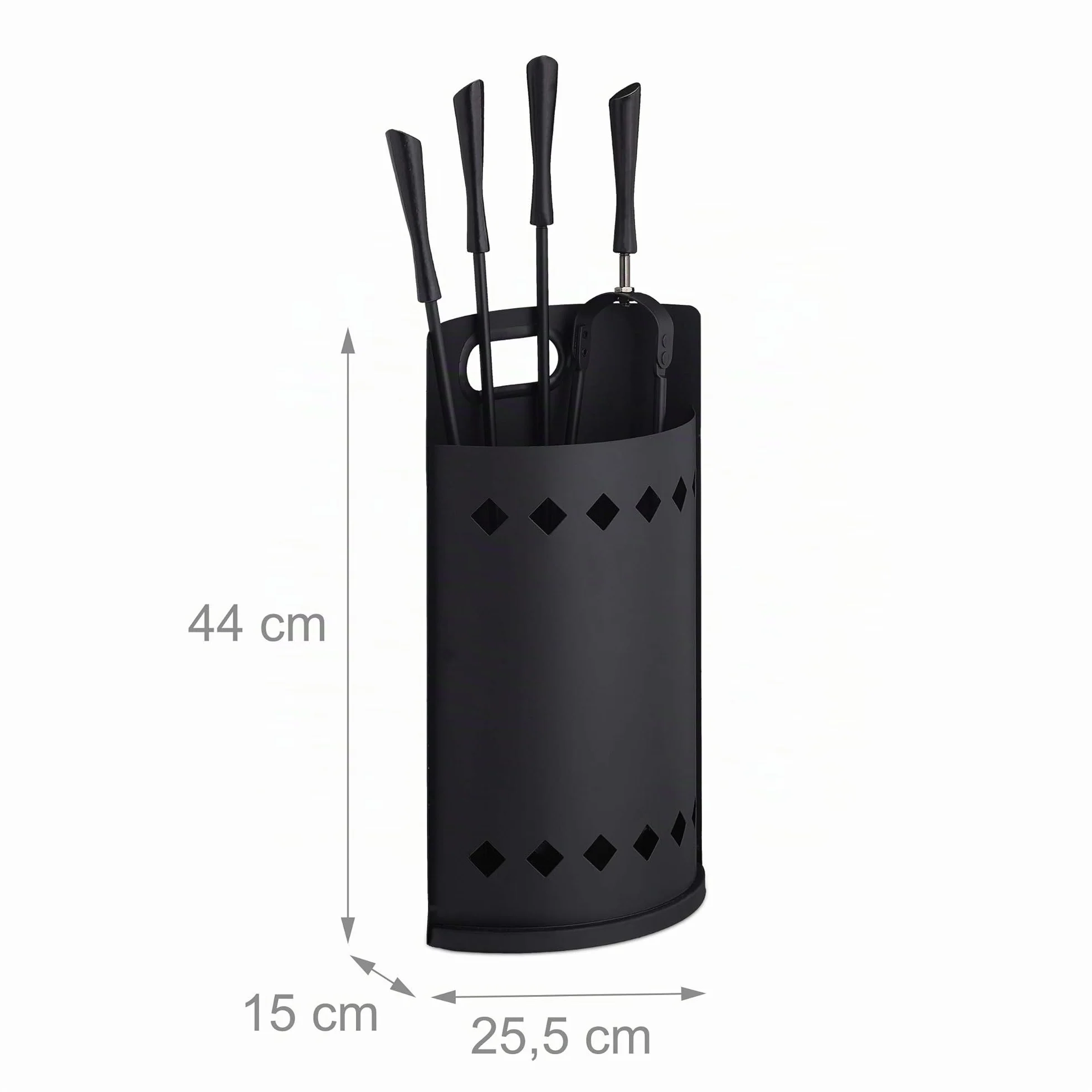 Relaxdays Accessori Camino 5 Pezzi Attizzatoio Paletta Pinza Scopino Secchio Nero