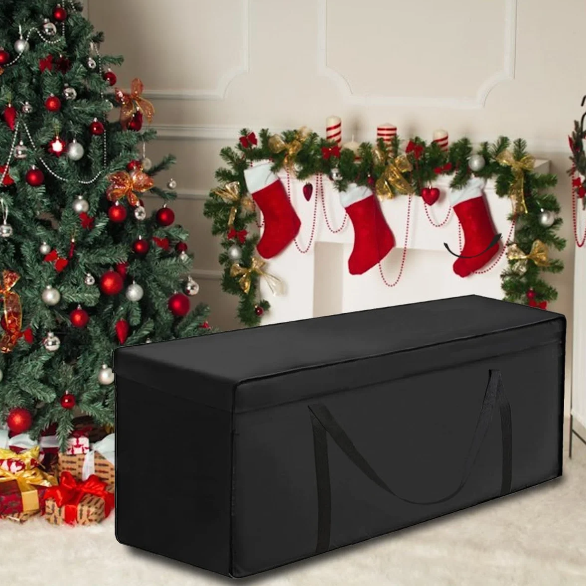 Borsa per Cuscini da Giardino Impermeabile 600D Oxford 200x60x75cm Nero