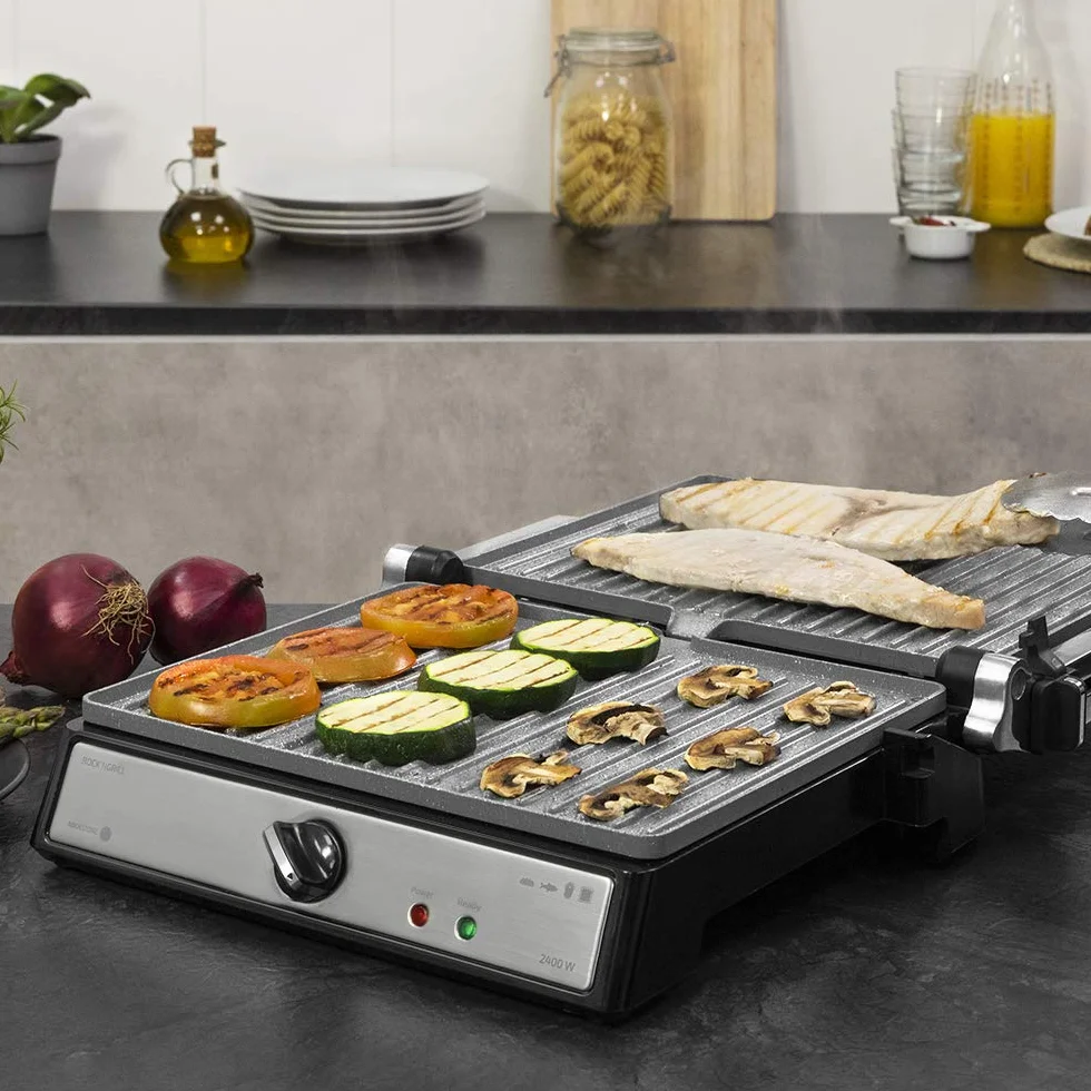 Cecotec Rock´n Grill 2400 Ultra Rapid 2400 W Rivestimento in pietra RockStone apertura 180º piastra superiore galleggiante