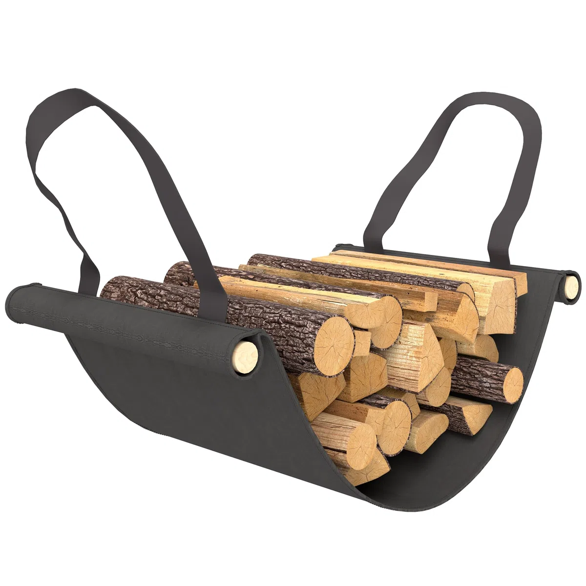 Outsunny Portalegna da Esterno in Metallo Impermeabile Regolabile Legnaia da Interno Borsa di Tela 120x36x99 cm Nero
