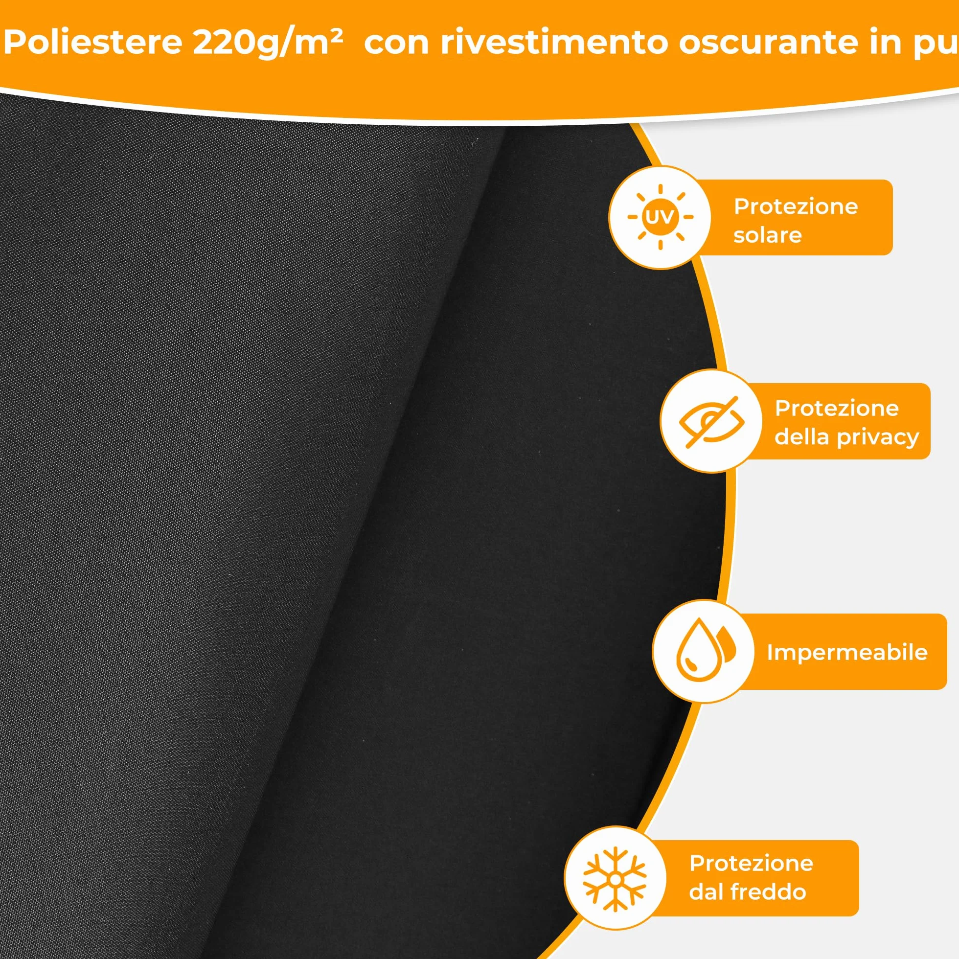 Tenda da sole per esterno Impermeabile 180x180cm Antracite