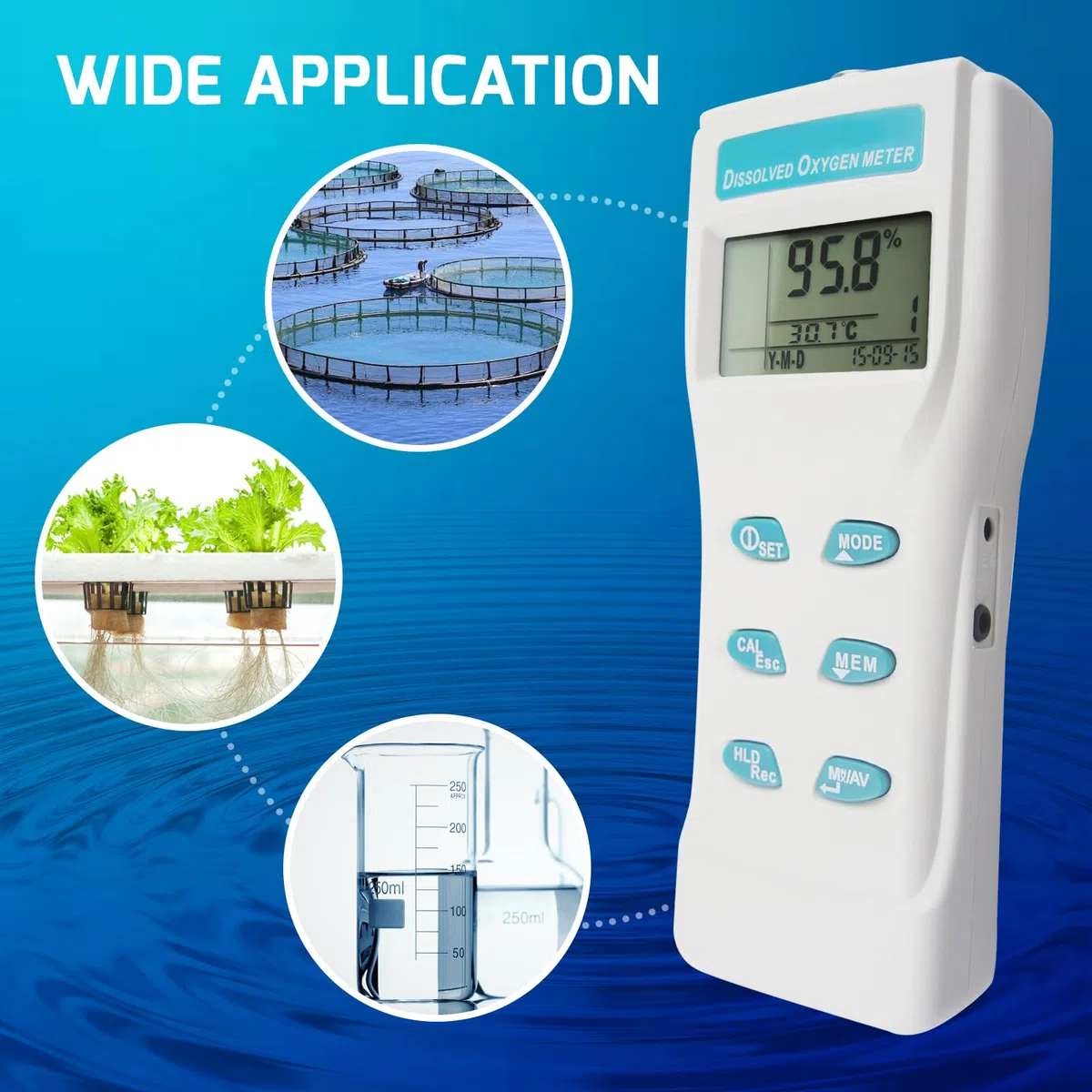 GAIN EXPRESS Professionale Digitale Grande LCD Disciolto Ossigeno DO Meter Tester di Qualità Dell'acqua con ATC 99 Funzione di Memoria