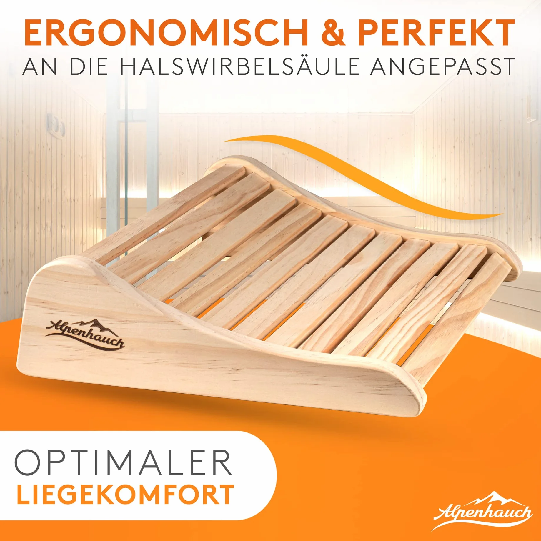 ALPENHAUCH Poggiatesta sauna in legno 2 pezzi ergonomico accessorio sauna cabina a infrarossi
