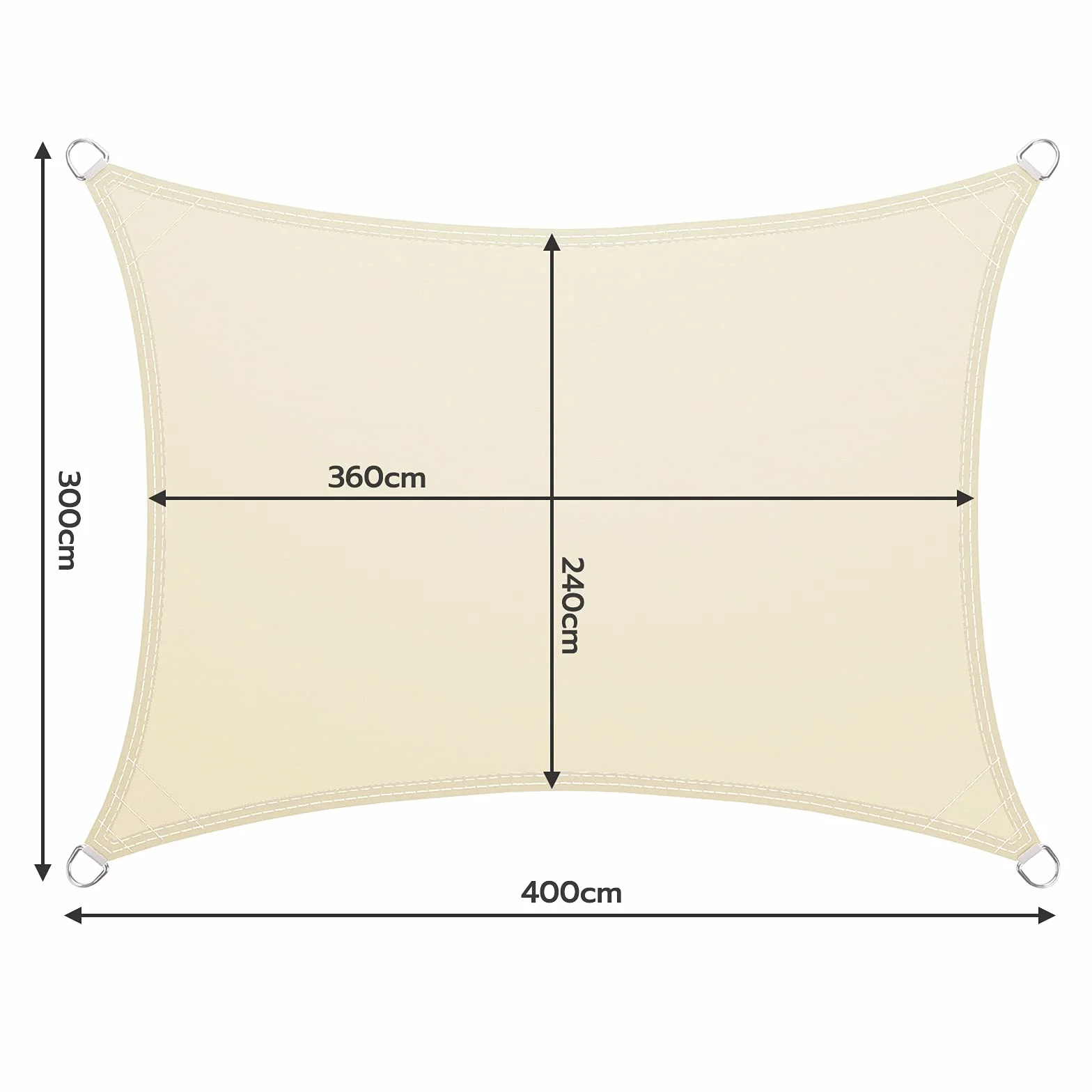 Tenda Parasole LARMNEE PES 3 x 4 m Vela Ombreggiante 93% UV Resistente all'Acqua 1000 mm Beige