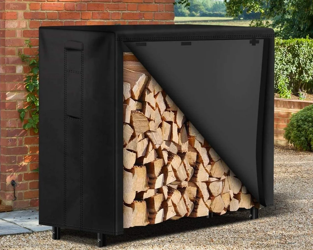 Amagabeli Portalegna da Esterno 122x122x35,6cm Copertura impermeabile 600D Oxford Legnaia per Camino
