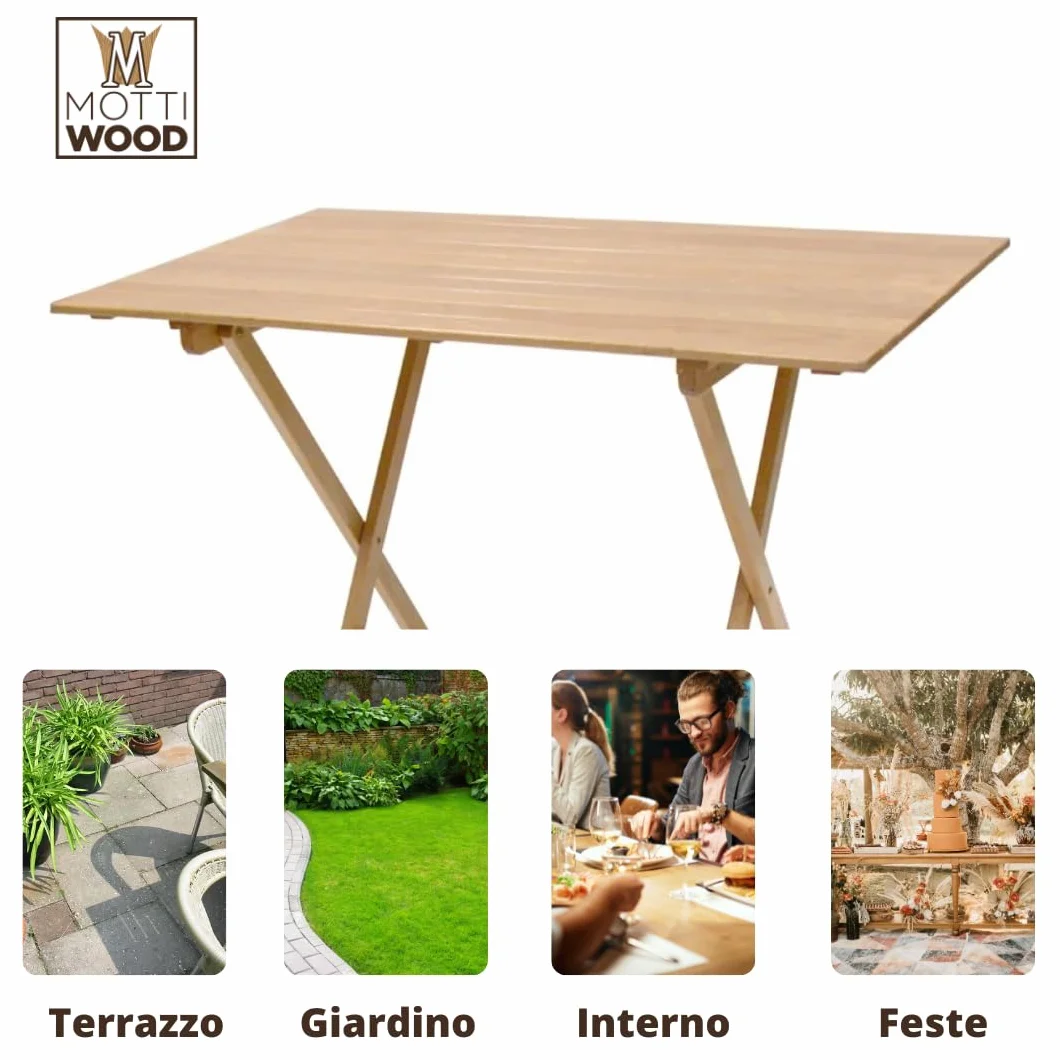 Tavolo Pieghevole 100x60x73.5cm Legno Faggio Salvaspazio Made in Italy