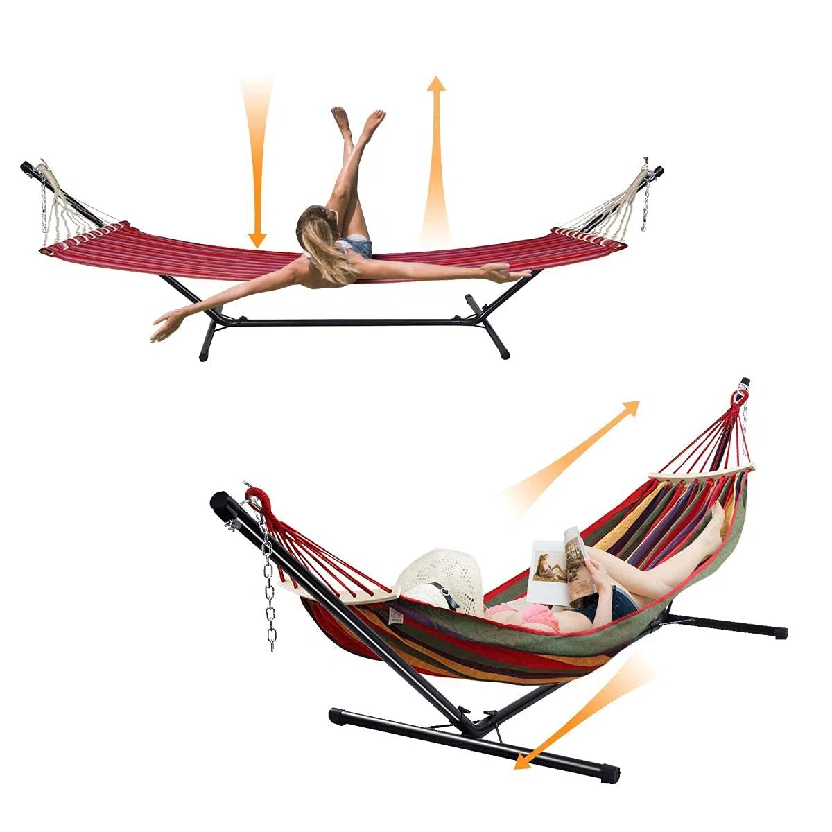 RELAX4LIFE Supporto per Amaca in Ferro, Base per Amaca Regolabile, per Arredo Giardino, Terrazzo, Balcone, Da Campeggio (Modello 2)