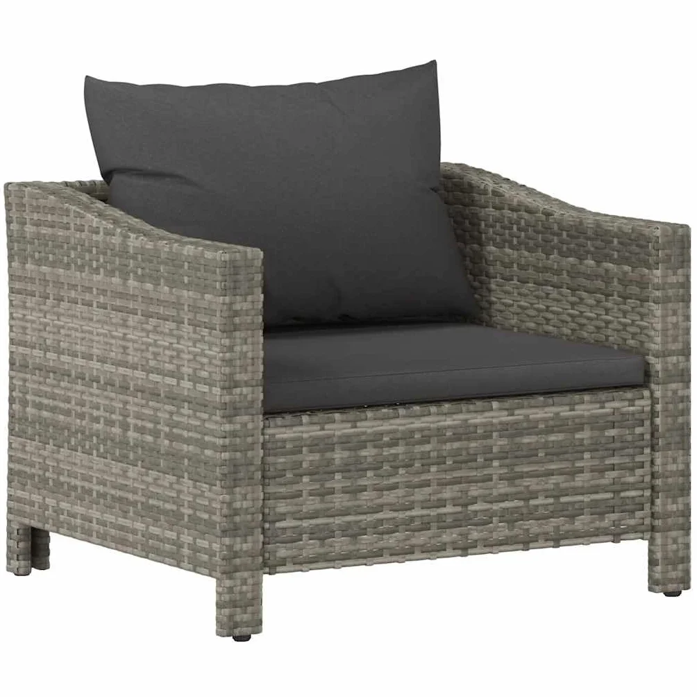 vidaXL Poltrona da Giardino con Cuscino Grigio in Polyrattan