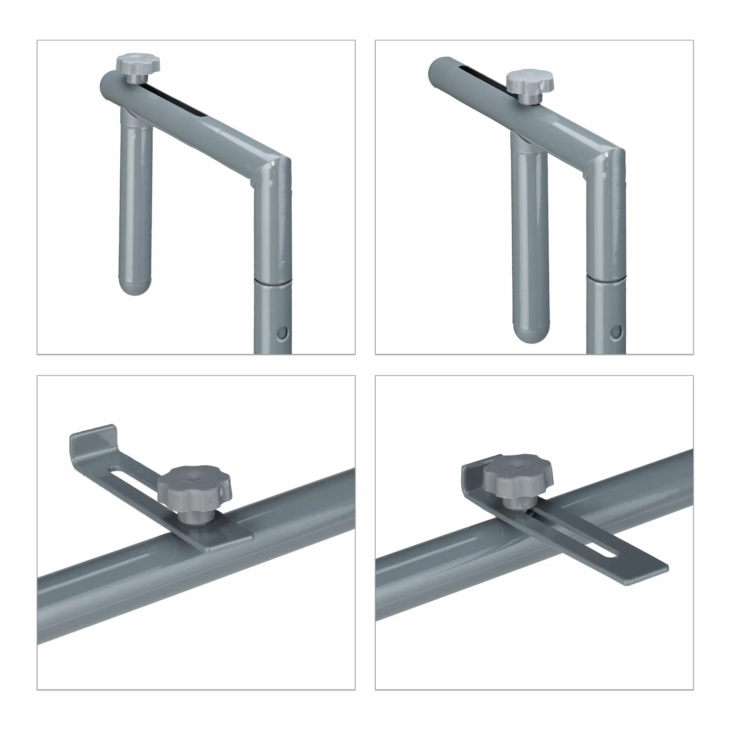 Relaxdays Tavolino da Balcone Pieghevole, 59,5 x 60 cm, Mini Tavolo Appeso, Regolabile in Altezza, Salvaspazio, Grigio